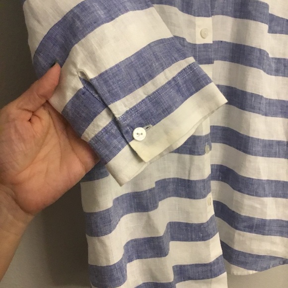 Chico’s Striped Blouse 100% Linen Size S - Picture 4 of 11